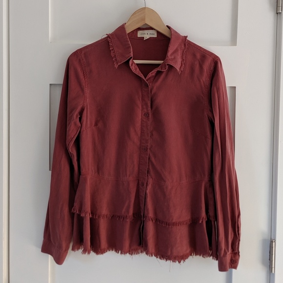 cloth & stone Tops - Cloth & Stone rust red long-sleeve button-up shirt